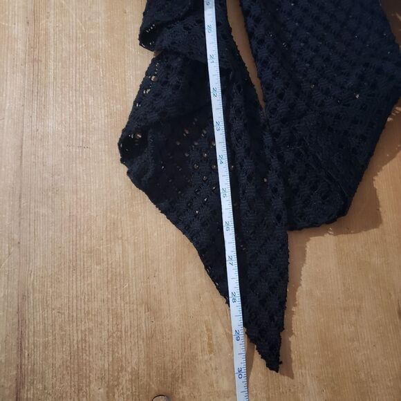 🦋3/$25 La Vie En Rose Aqua Medium Black Long Sleeve Mesh Cardigan Coverup - Picture 9 of 10